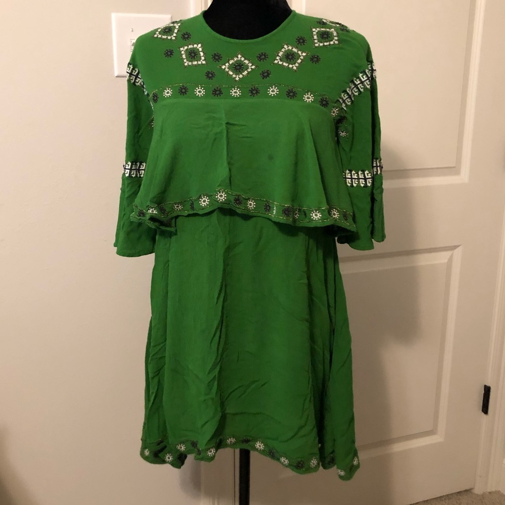 BOHO Chelsea & Violet Green Embroidered Dress